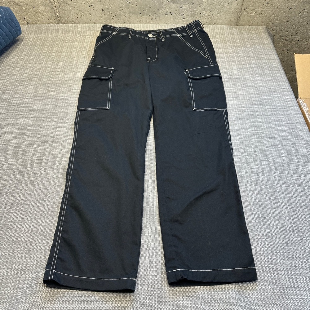 True Religion Brand Cargo Pants Mens 32x31 Y2K Black Contrast Stitch Sttreetwear